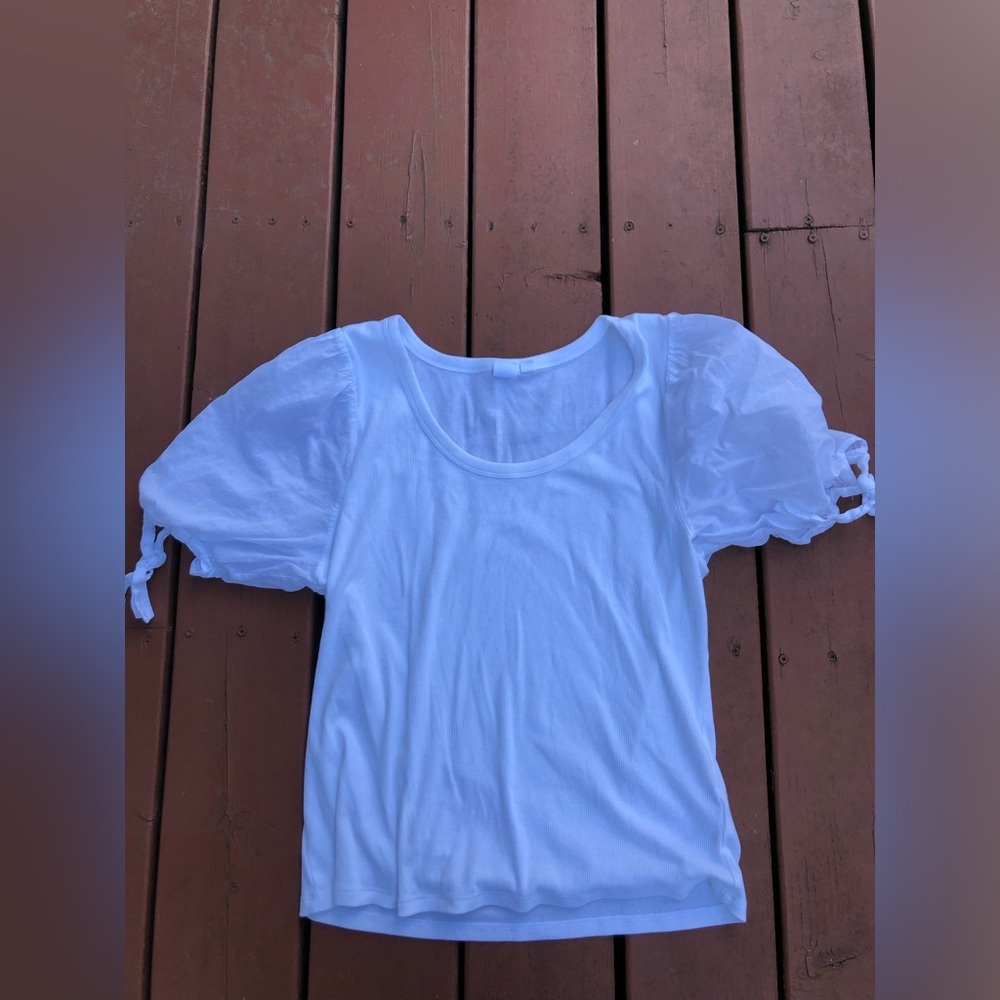 Gap White Puff Sleeve Top Women’s Size Large